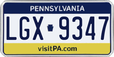 PA license plate LGX9347