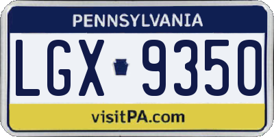 PA license plate LGX9350
