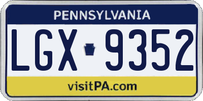 PA license plate LGX9352