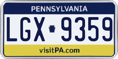 PA license plate LGX9359