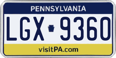PA license plate LGX9360
