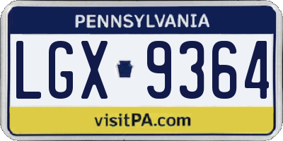 PA license plate LGX9364