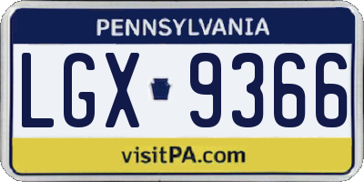 PA license plate LGX9366