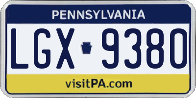 PA license plate LGX9380