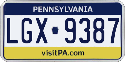 PA license plate LGX9387