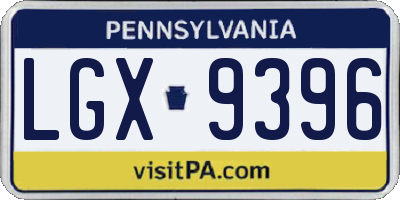PA license plate LGX9396