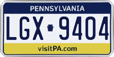 PA license plate LGX9404