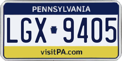 PA license plate LGX9405