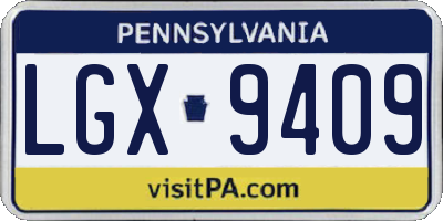 PA license plate LGX9409