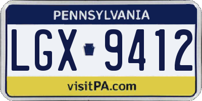 PA license plate LGX9412