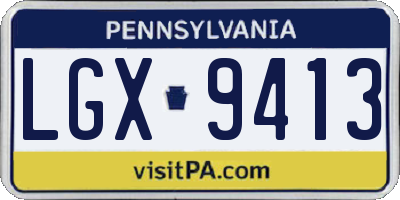 PA license plate LGX9413