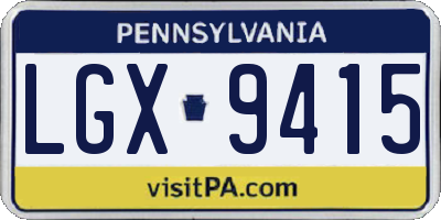 PA license plate LGX9415