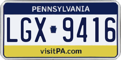 PA license plate LGX9416