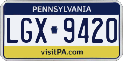 PA license plate LGX9420