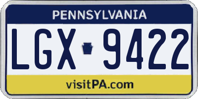 PA license plate LGX9422