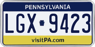 PA license plate LGX9423