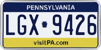 PA license plate LGX9426