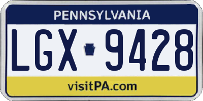 PA license plate LGX9428