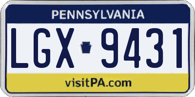 PA license plate LGX9431