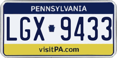 PA license plate LGX9433