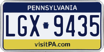 PA license plate LGX9435