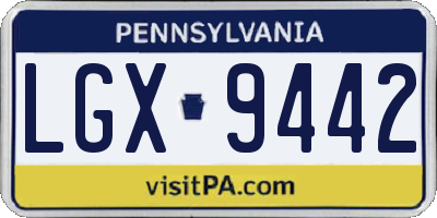 PA license plate LGX9442