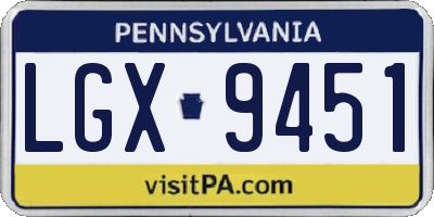 PA license plate LGX9451