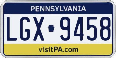 PA license plate LGX9458
