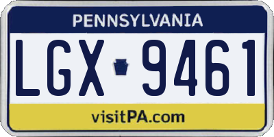 PA license plate LGX9461