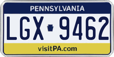 PA license plate LGX9462