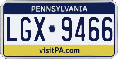 PA license plate LGX9466