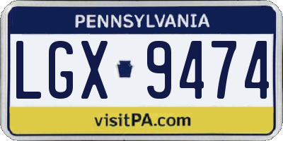 PA license plate LGX9474