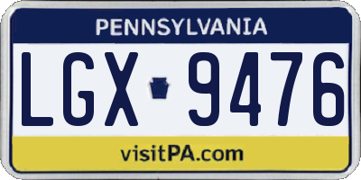 PA license plate LGX9476