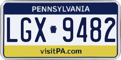 PA license plate LGX9482