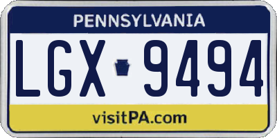 PA license plate LGX9494
