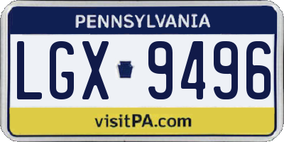 PA license plate LGX9496