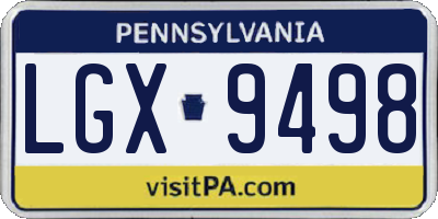 PA license plate LGX9498