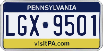 PA license plate LGX9501