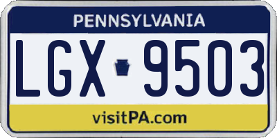 PA license plate LGX9503