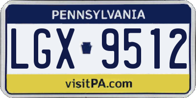 PA license plate LGX9512