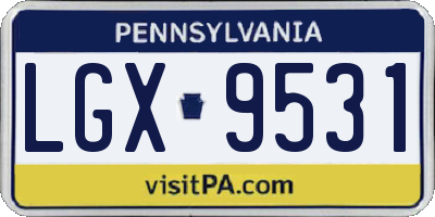 PA license plate LGX9531