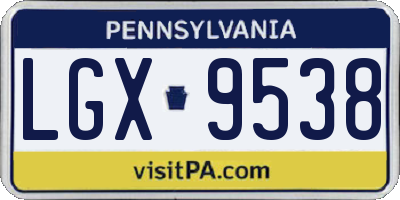 PA license plate LGX9538