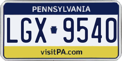 PA license plate LGX9540