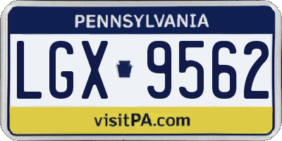 PA license plate LGX9562