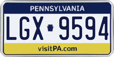 PA license plate LGX9594