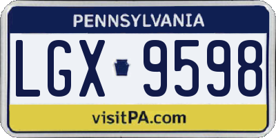 PA license plate LGX9598