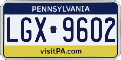 PA license plate LGX9602