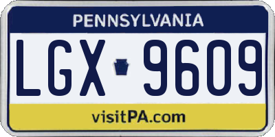 PA license plate LGX9609