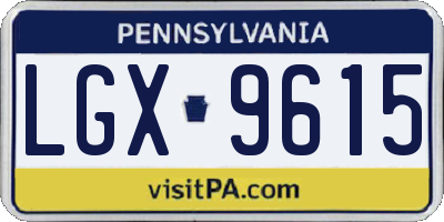 PA license plate LGX9615