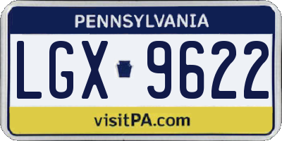 PA license plate LGX9622